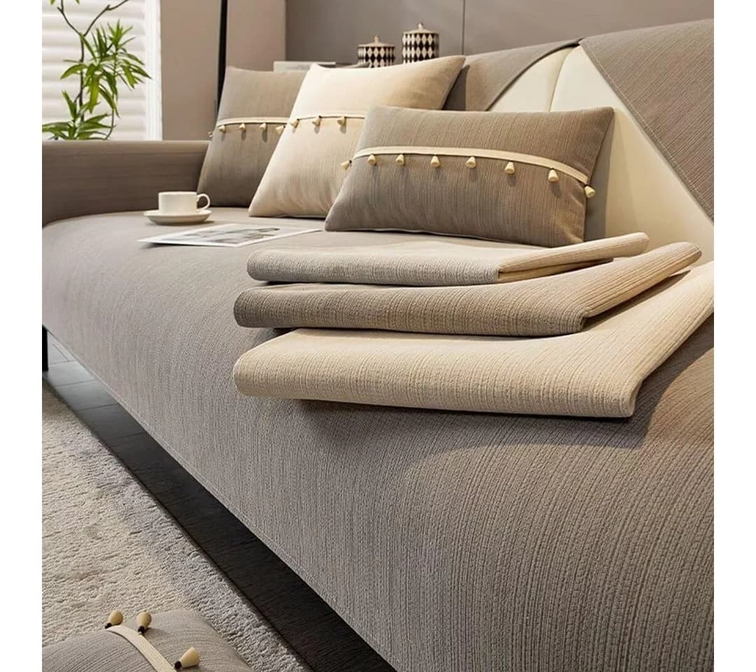 Minicloss Sofaschoner rutschfest Hellgrau Universeller Sofaüberwurf - Bild 3