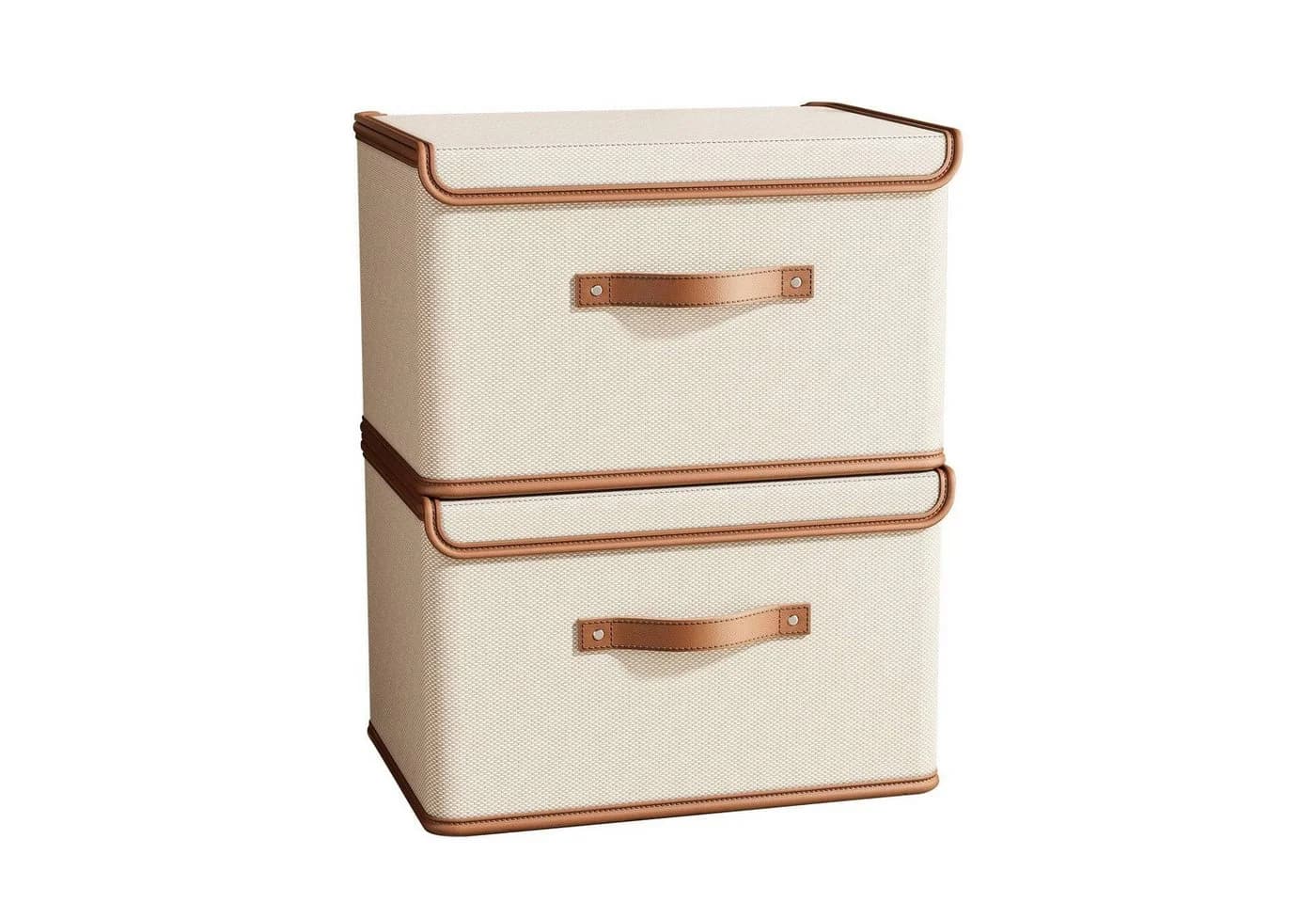 Minicloss Aufbewahrungsboxen mit Deckel 2er Set Beige Stoff - Bild 2