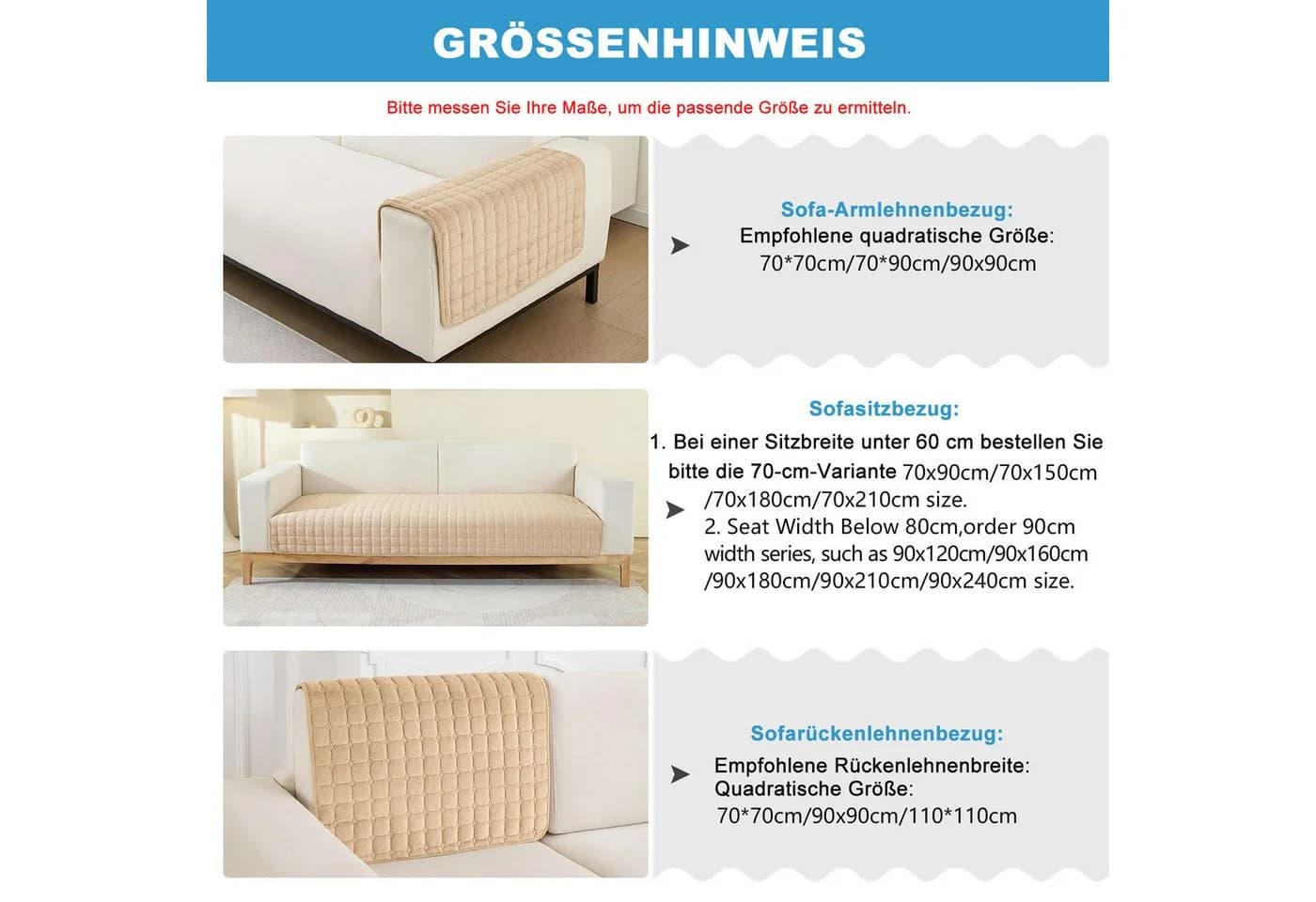Zaewry Sofabezug Flanell Beige Rutschfest - Bild 4
