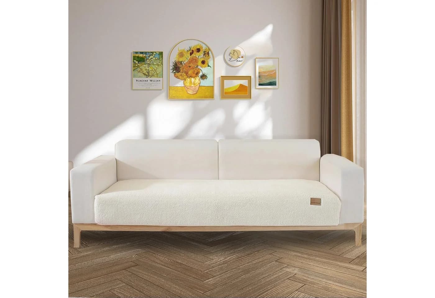 Agger Sofabezug Samt Beige Rutschfest für Hunde - Bild 4