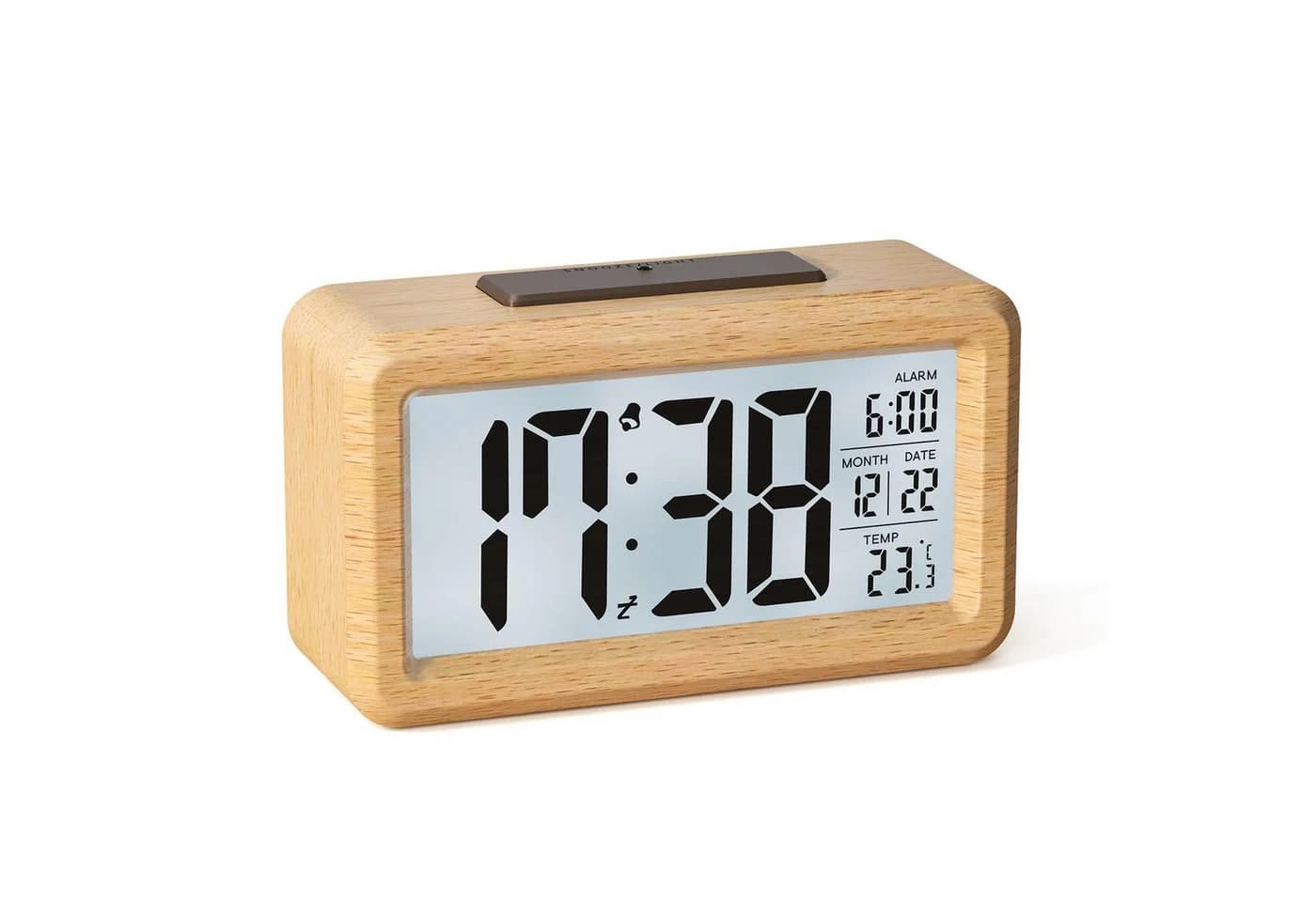 Minicloss Digitalwecker aus Holz mit LCD-Display, Lichtsensor, Snooze - Bild 2