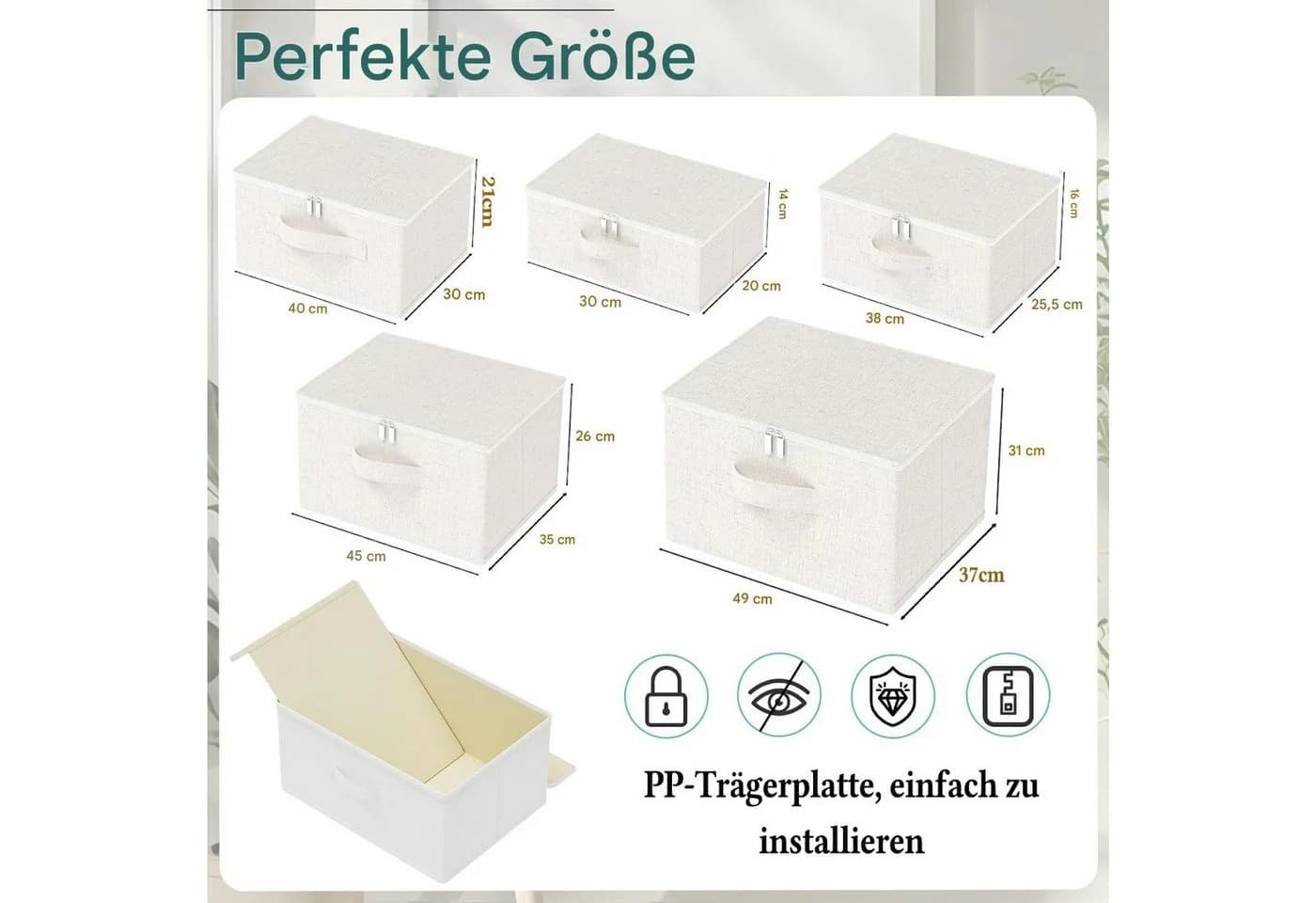 Minicloss Aufbewahrungsbox mit Deckel faltbar Stoffbox - Bild 3