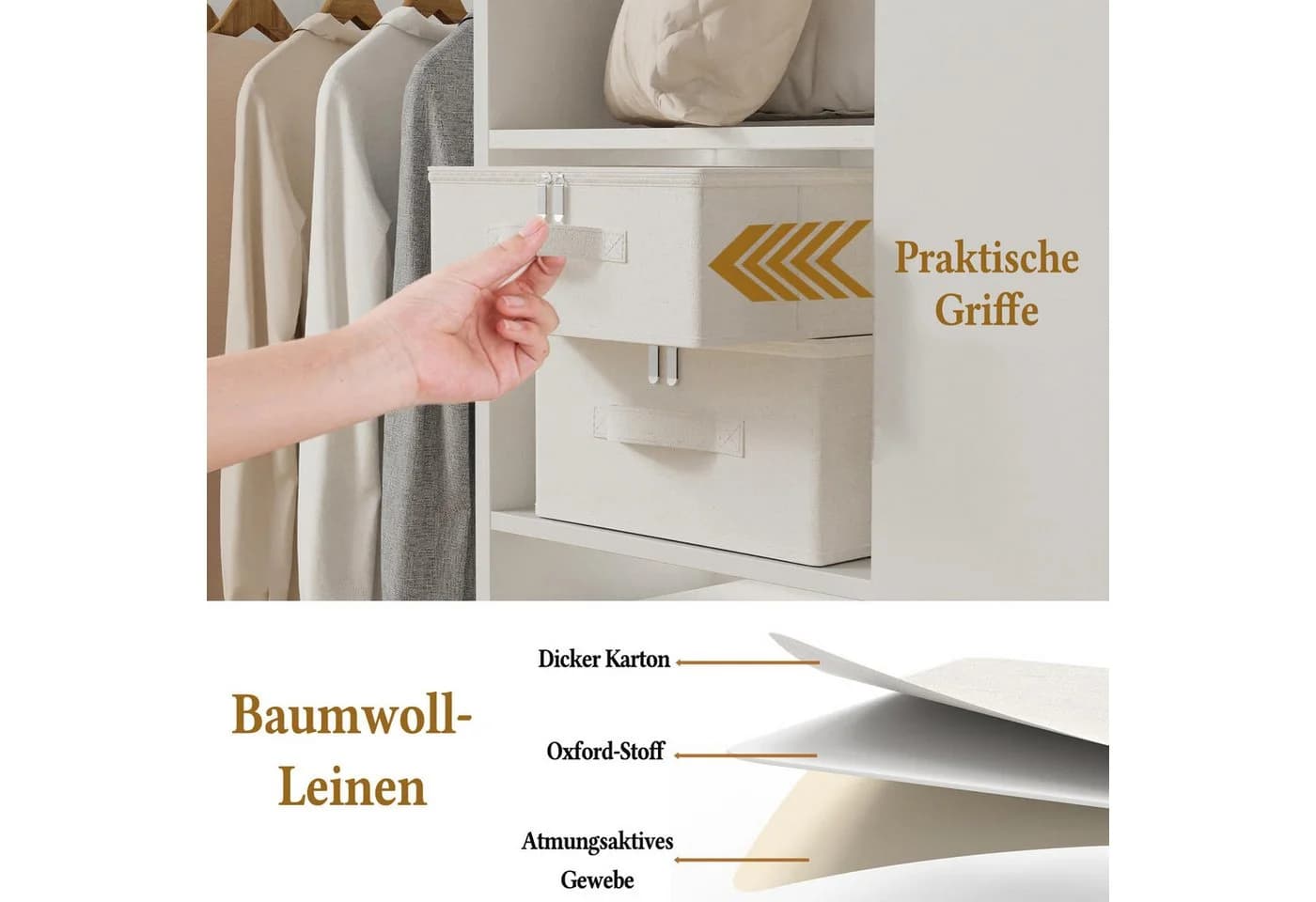 Minicloss Aufbewahrungsbox mit Deckel faltbar Stoffbox - Bild 4