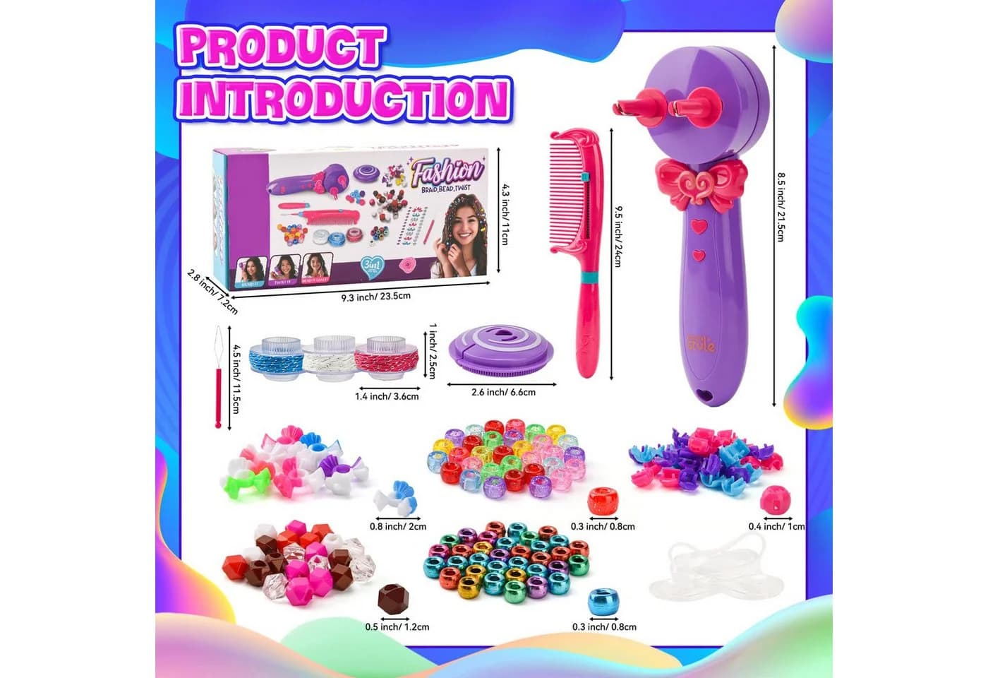Minicloss Frisierkoffer 3-in-1 Zopfmacher Kinderhaarschmuck