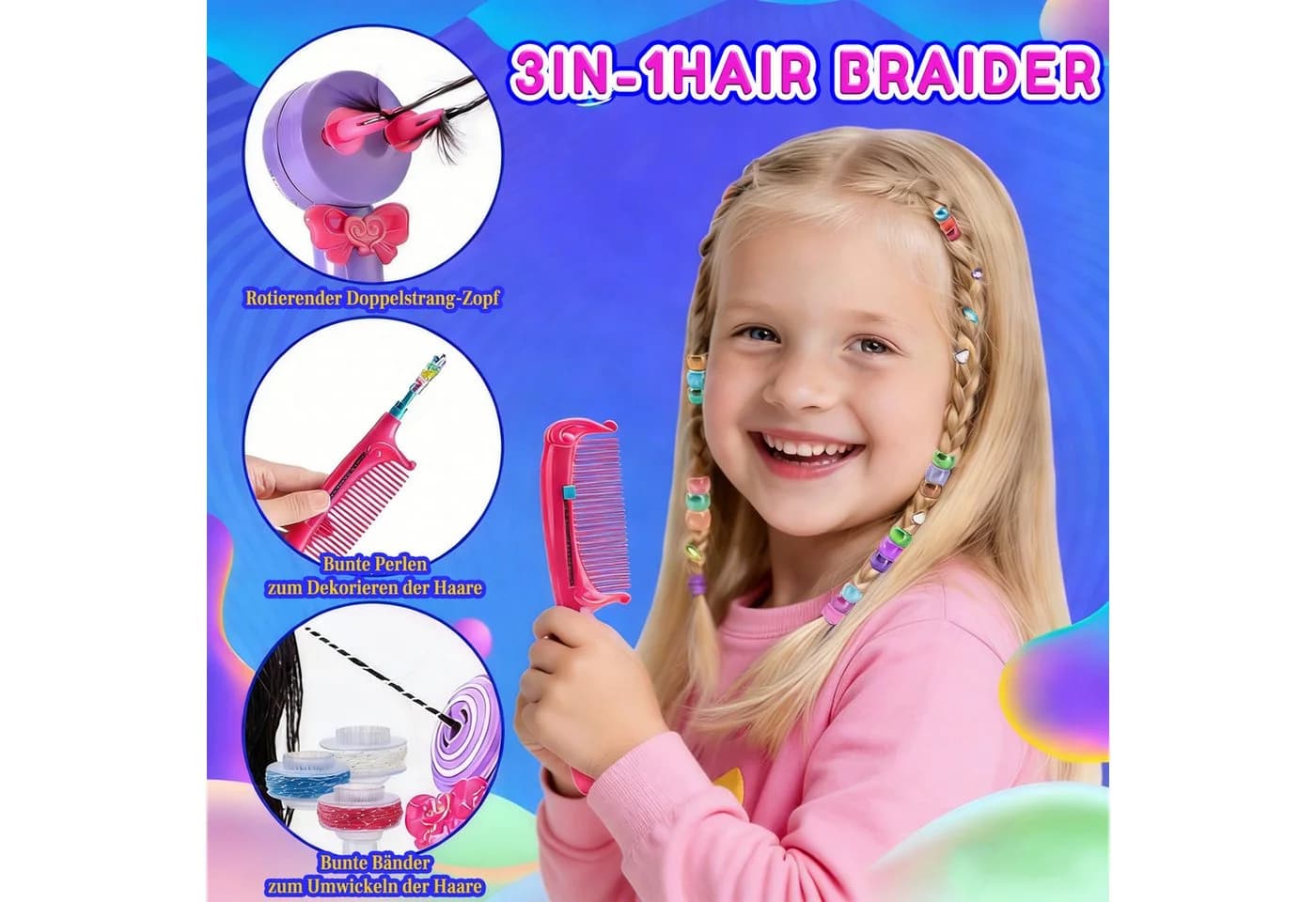 Minicloss Frisierkoffer 3-in-1 Zopfmacher Kinderhaarschmuck - Bild 3