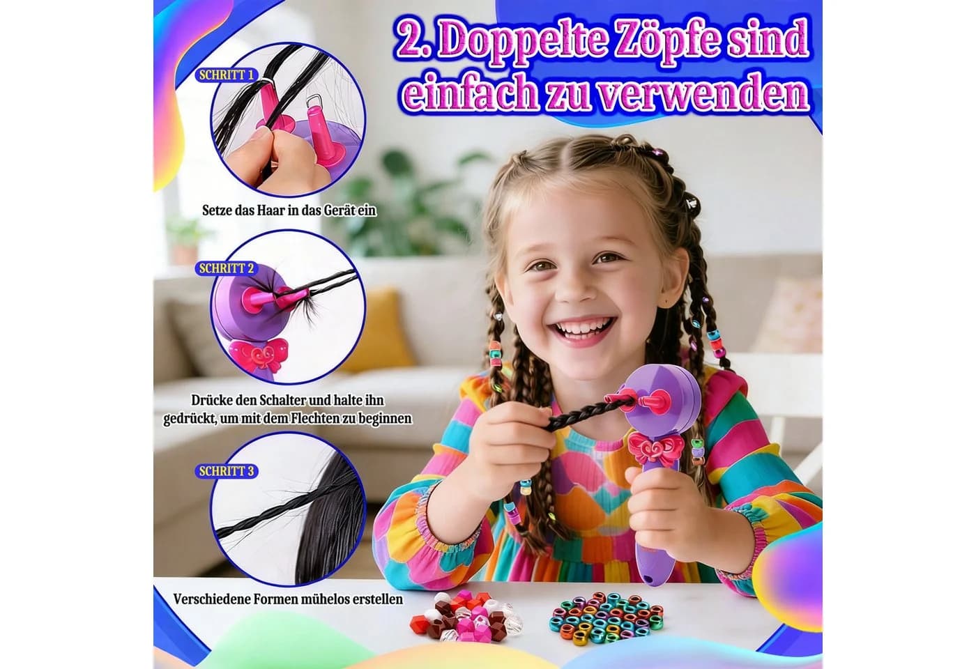 Minicloss Frisierkoffer 3-in-1 Zopfmacher Kinderhaarschmuck - Bild 5