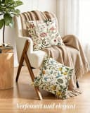 Diwzbyn Cord-Kissenbezug 45x45 cm Blumenmuster Landhausstil Bild 5