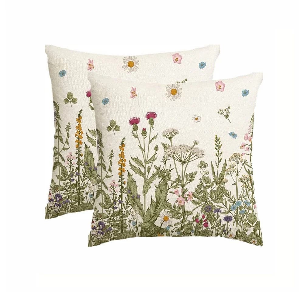 Agger Outdoor-Kissenbezug 45x45 cm Blumenmuster Leinen-Polyester - Bild 2