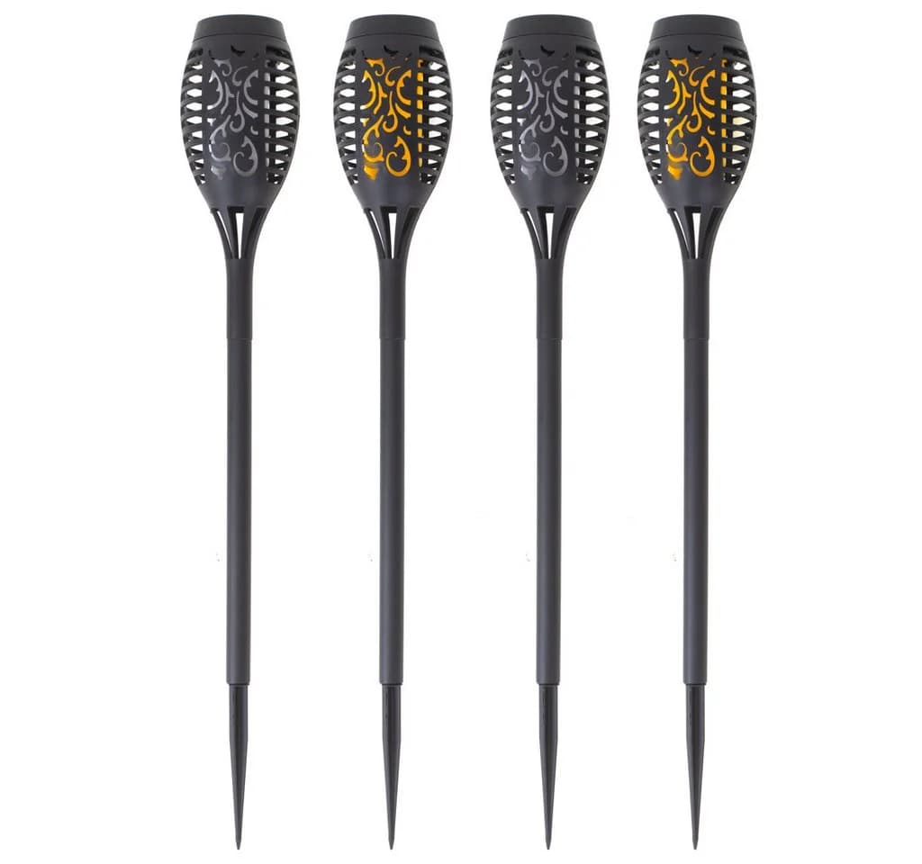 Ikonka LED Solarleuchte 4er Set mit Flammeneffekt