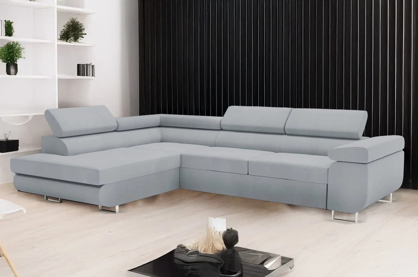 Goldstoff Ecksofa VENUS mit Schlaffunktion & Bettkasten Beige - Bild 2