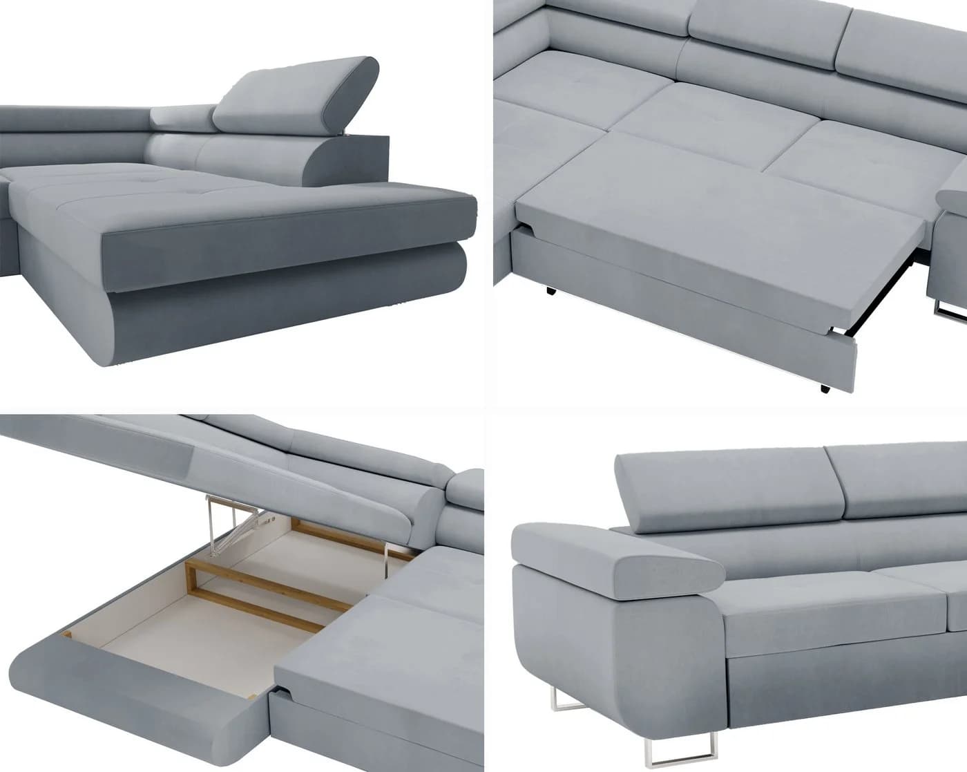 Goldstoff Ecksofa VENUS mit Schlaffunktion & Bettkasten Beige - Bild 5