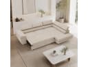 Goldstoff Ecksofa RIVIA mit Schlaffunktion & Bettkasten beige Bild 3