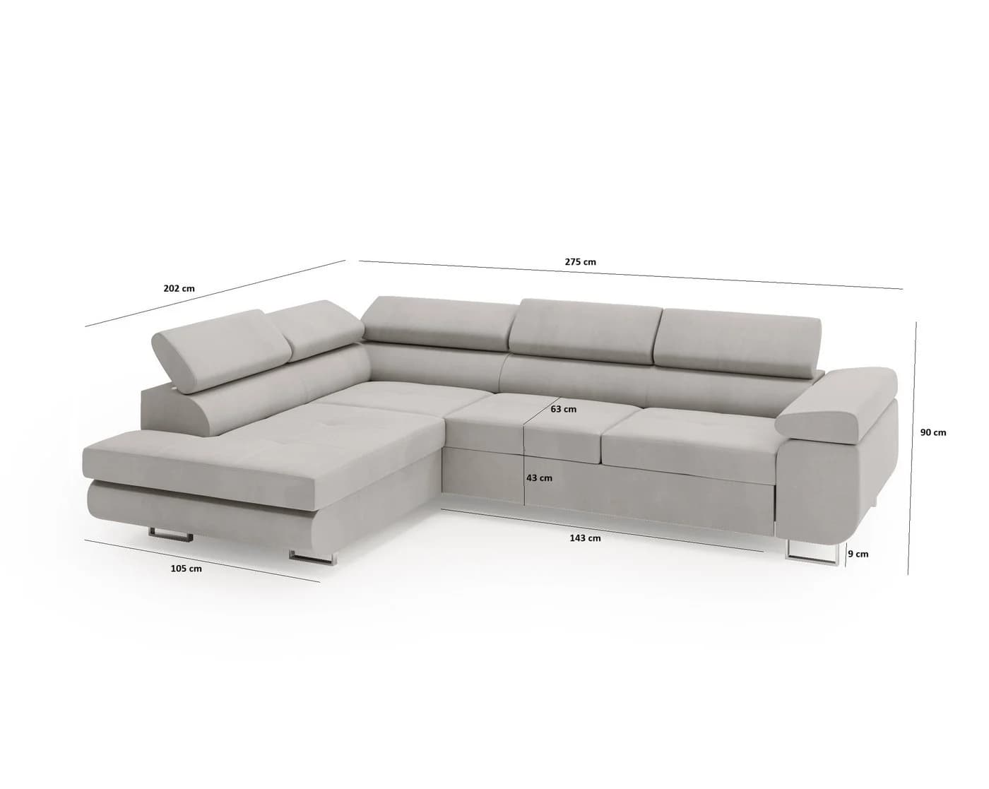 Goldstoff Ecksofa RIVIA mit Schlaffunktion & Bettkasten beige - Bild 5