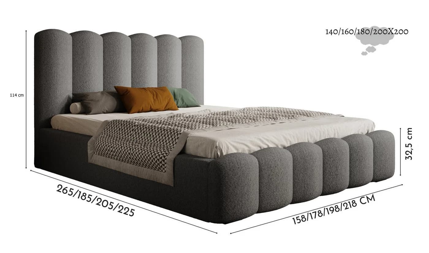 Goldstoff Polsterbett LOFT mit Bettkasten und hohem Kopfteil Beige - Bild 3