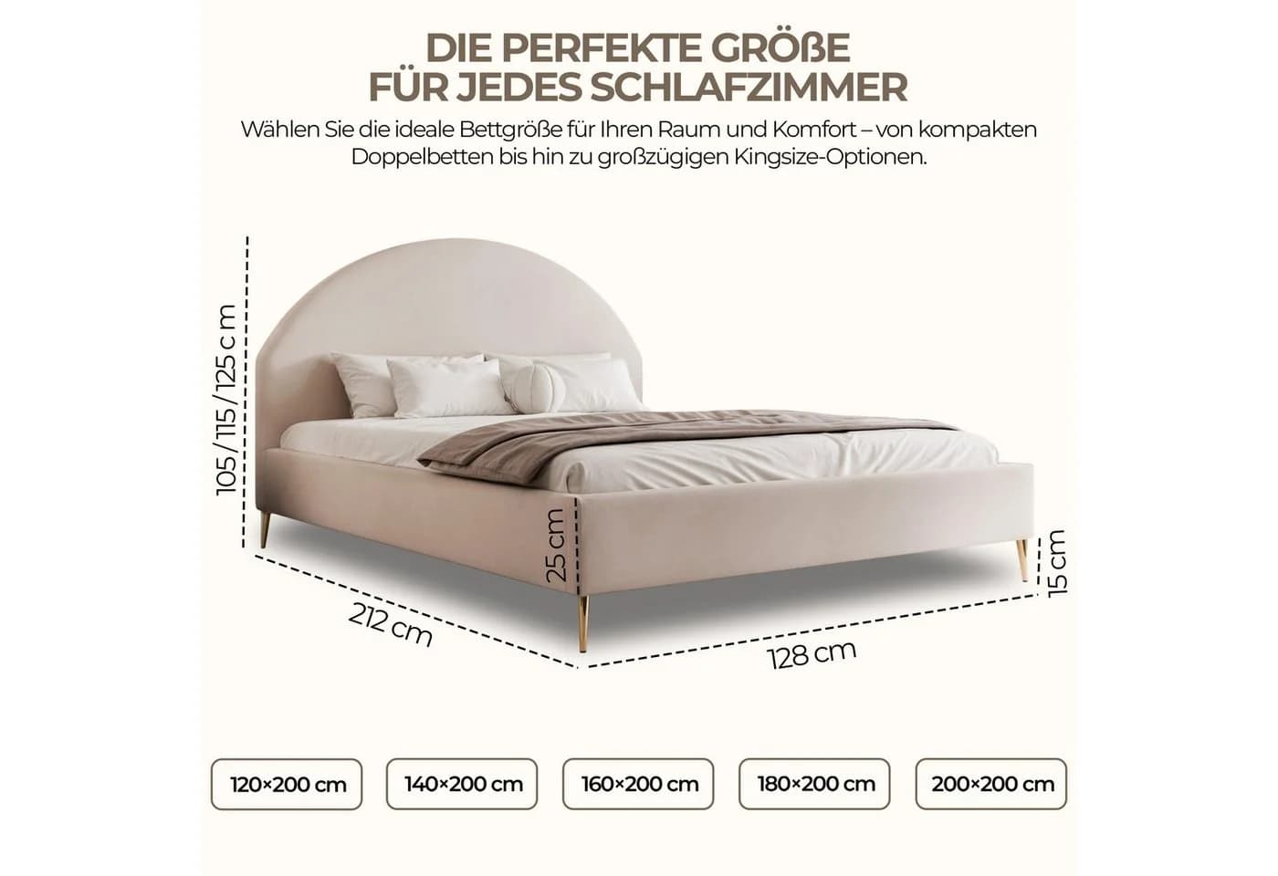 Goldstoff Polsterbett CELESTE mit Bettkasten und hohem Kopfteil - Bild 4