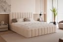 Goldstoff Polsterbett ELVANO mit Stauraum und hohem Kopfteil Beige Bild 2