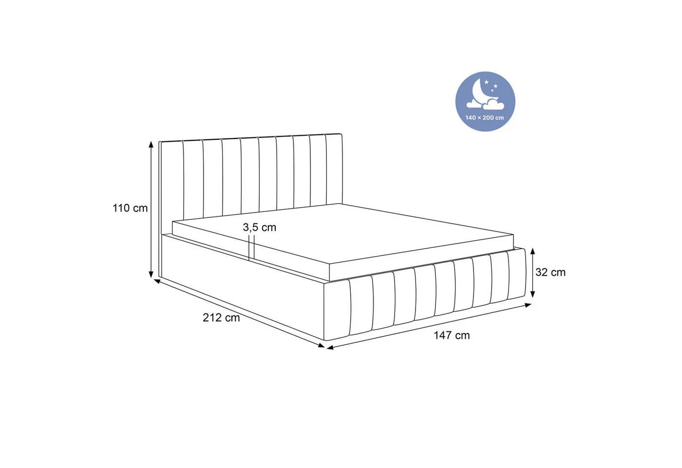Goldstoff Polsterbett ELVANO mit Stauraum und hohem Kopfteil Beige - Bild 4
