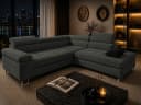 Goldstoff Ecksofa Voyage L-Form mit Schlaffunktion und Bettkasten Cord Coffee Bild 2