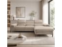 Goldstoff Schlafsofa LARGO Ecksofa mit Schlaffunktion und Stauraum beige Bild 2