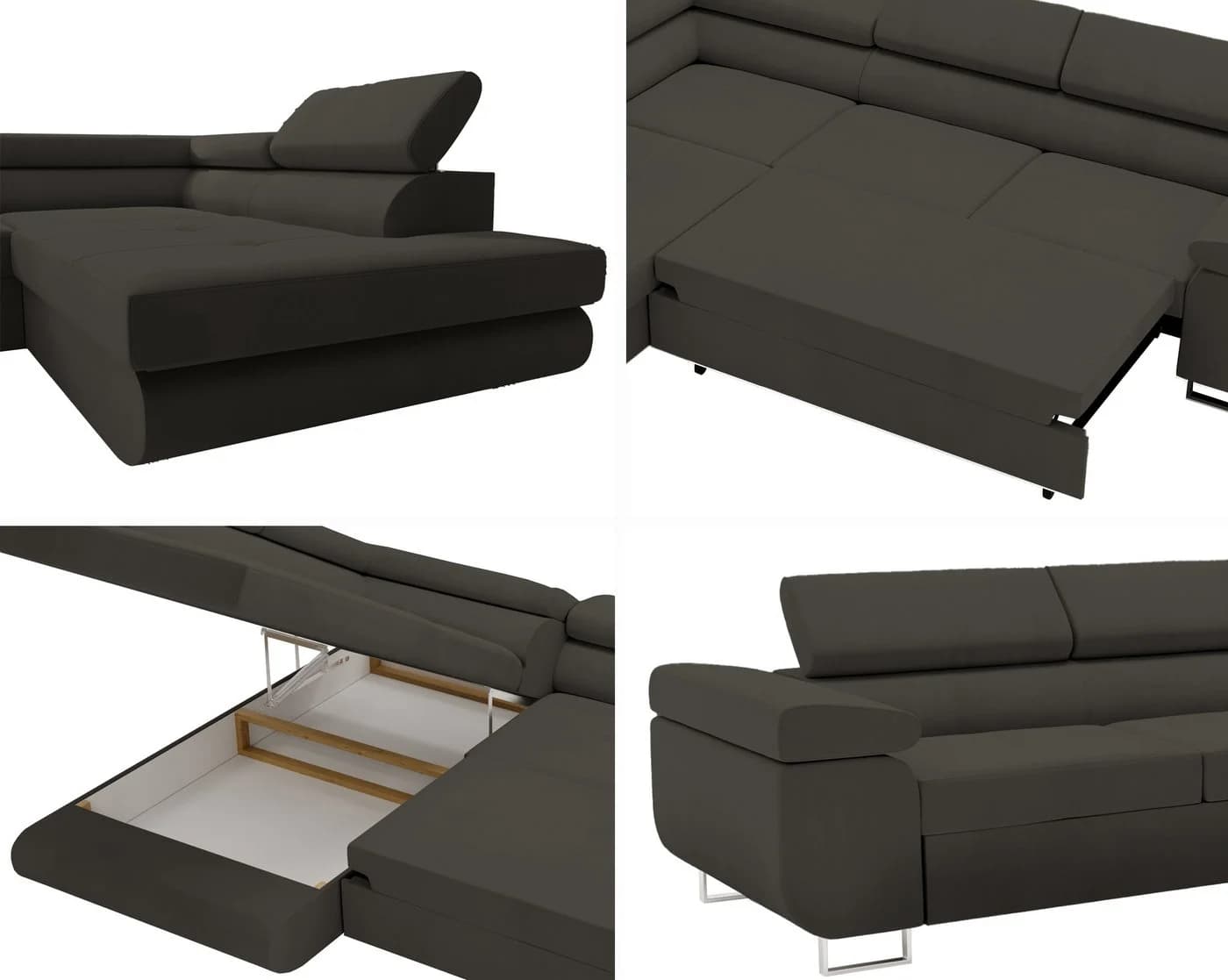 Goldstoff Ecksofa VENUS mit Schlaffunktion & Bettkasten grau - Bild 5