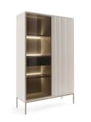Goldstoff Vitrine LED mit Glasfront und Schubladen kaschmir gold Bild 2