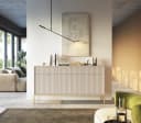 Goldstoff Kommode Milano 154 cm mit geriffelter Front und Metallrahmen Bild 2