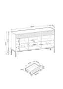 Goldstoff Kommode Milano 154 cm mit geriffelter Front und Metallrahmen Bild 5