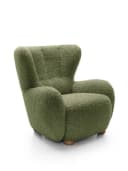 Goldstoff Sessel HUGSY Relaxsessel Boucle Grün mit hoher Rückenlehne Bild 1