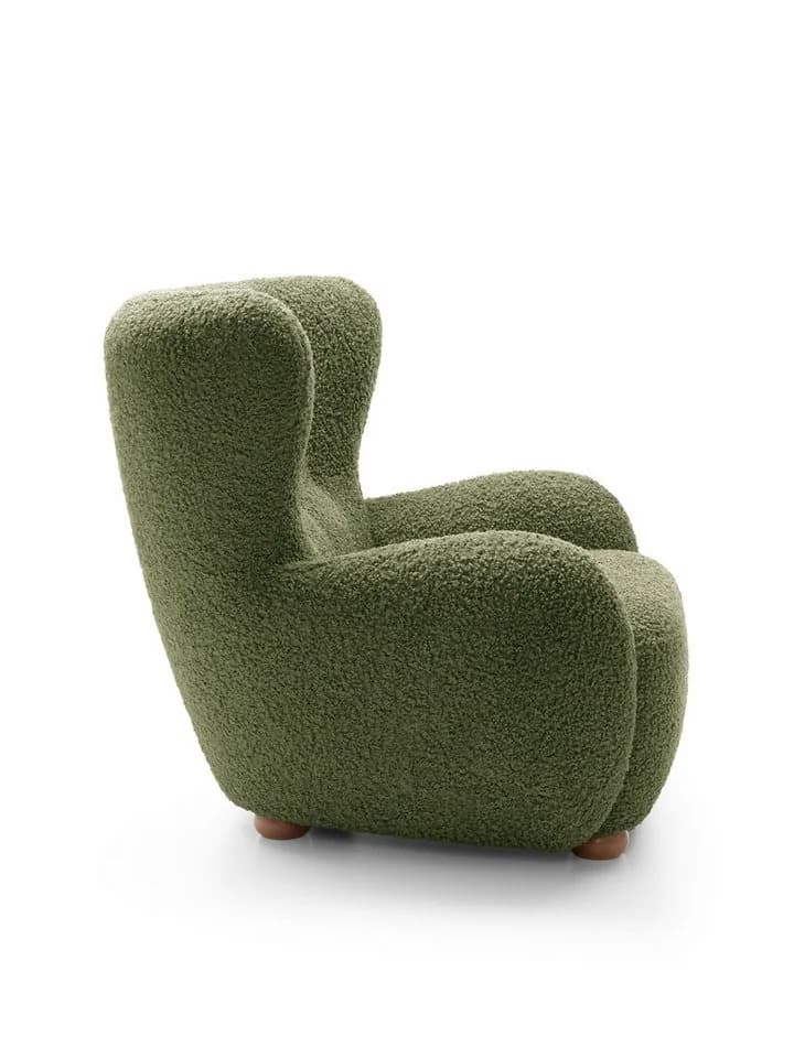 Goldstoff Sessel HUGSY Relaxsessel Boucle Grün mit hoher Rückenlehne - Bild 3