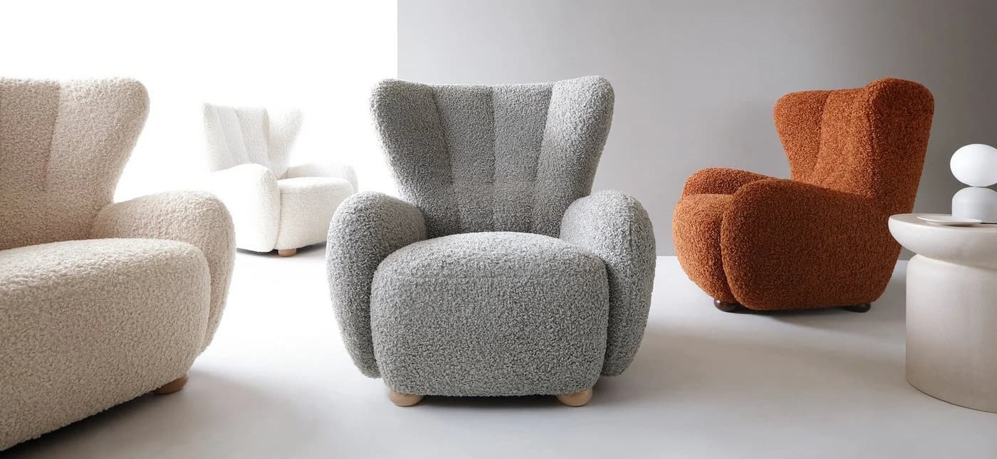 Goldstoff Sessel HUGSY Relaxsessel Boucle Grün mit hoher Rückenlehne - Bild 5