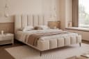 Goldstoff Polsterbett REGALIS mit Bettkasten und hohem Kopfteil Beige Bild 2