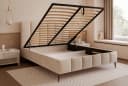 Goldstoff Polsterbett REGALIS mit Bettkasten und hohem Kopfteil Beige Bild 3