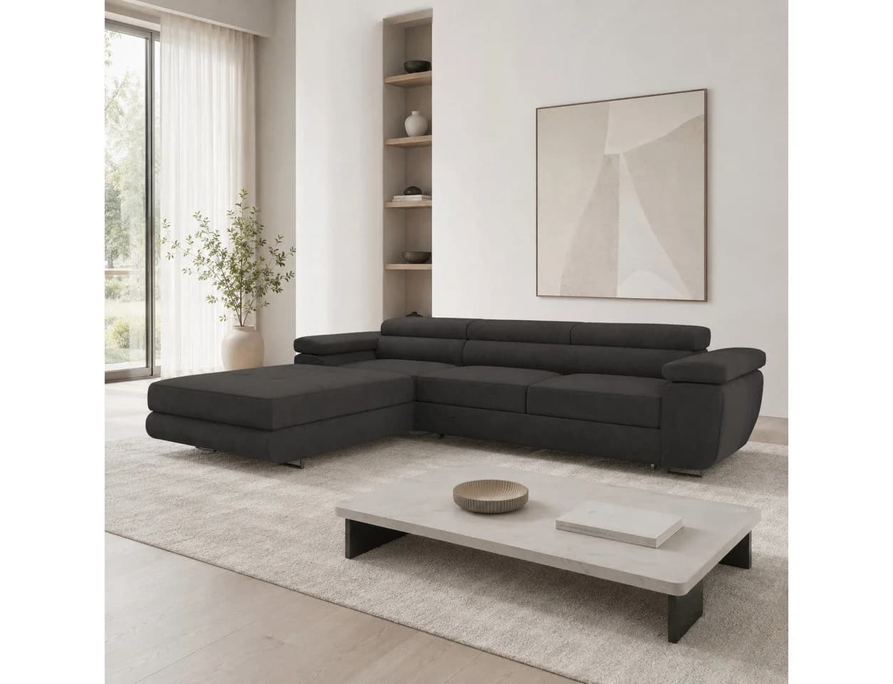 Goldstoff Ecksofa VENUS TWIN mit Schlaffunktion & Bettkasten - Bild 4