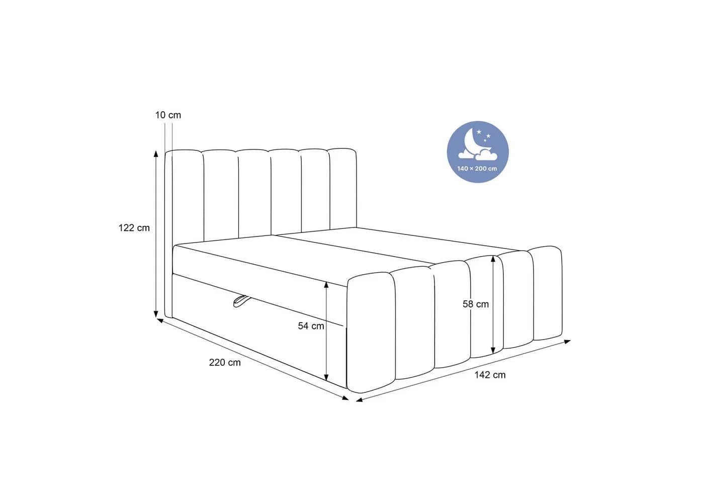 Goldstoff Boxspringbett ETERNA Beige mit Stauraum & hohem Schlafkomfort - Bild 3