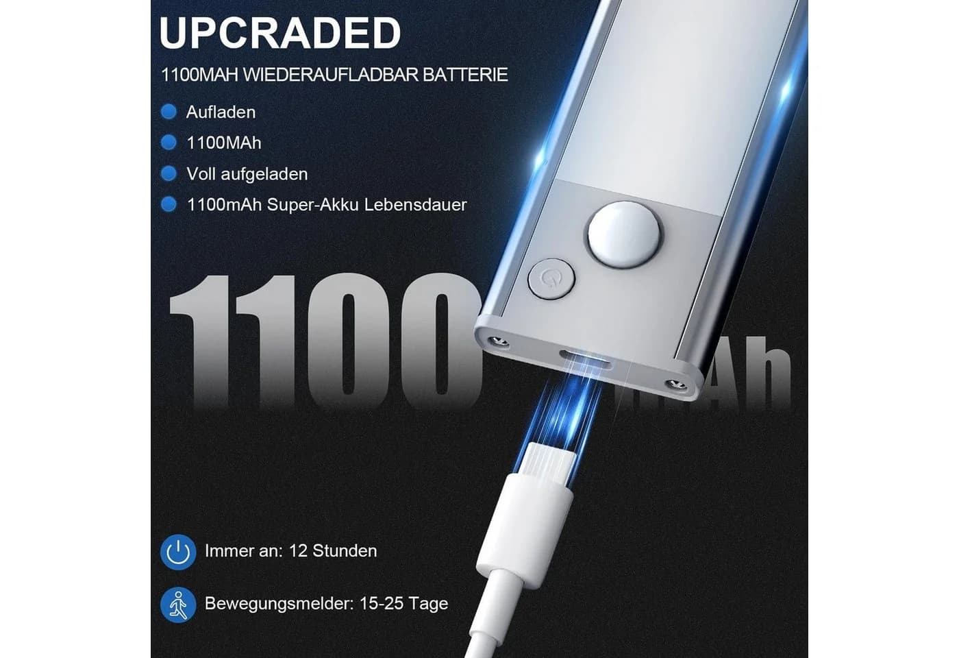 Athlix LED Unterbauleuchte Kabellos Wiederaufladbar 3 Farbtemperaturen Nachterkennung - Bild 4