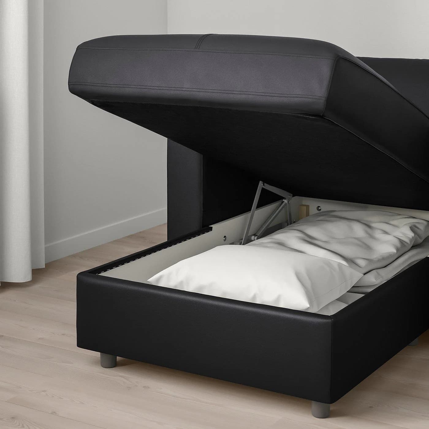 IKEA VIMLE 3er-Bettsofa mit Récamiere Schwarz
