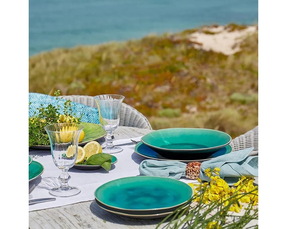 Costa Nova Suppenteller Riviera Azur Blau Steinzeug
