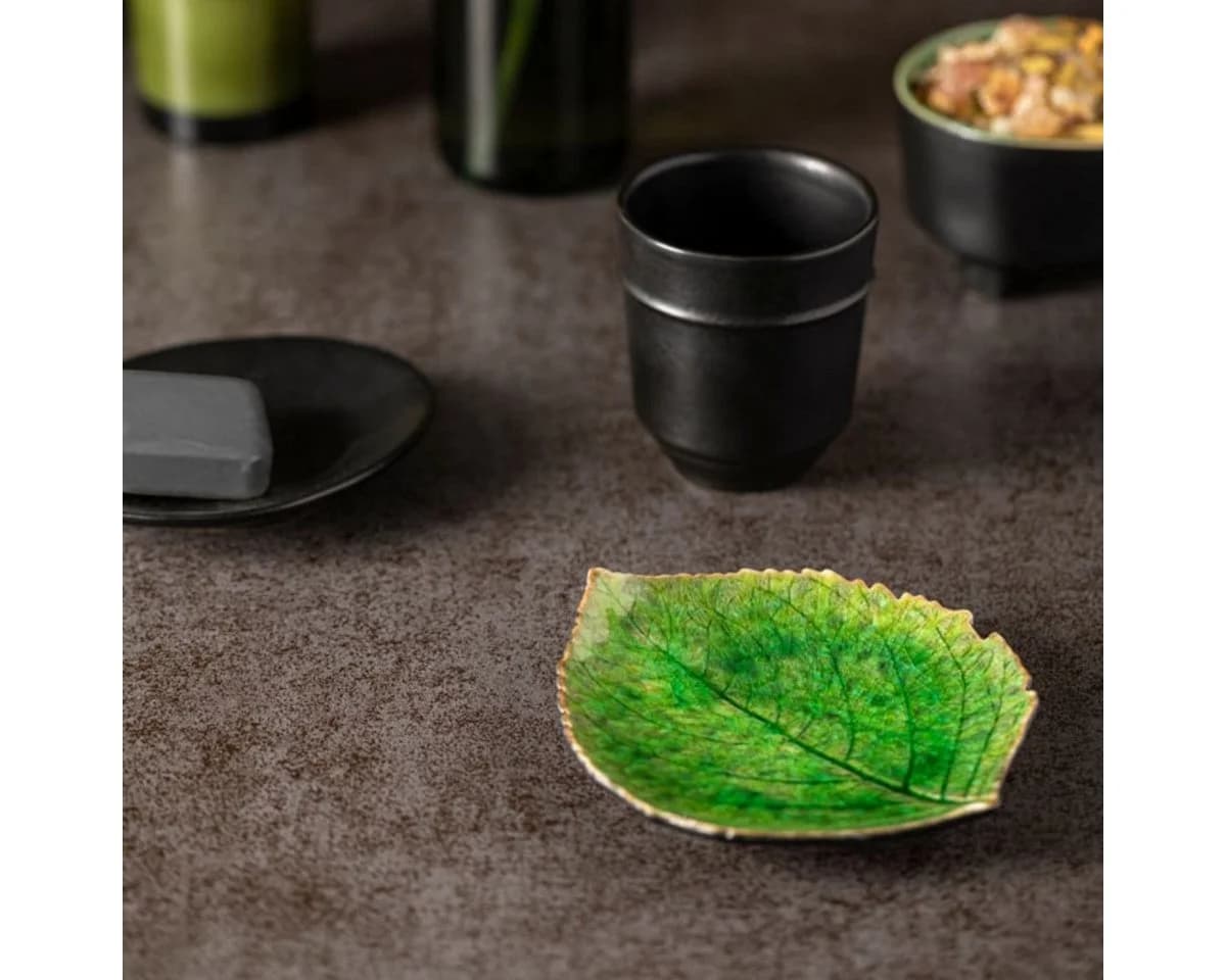 Costa Nova Vorspeisenteller Blatt-Form Hydrangea Leaf Grün Steinzeug