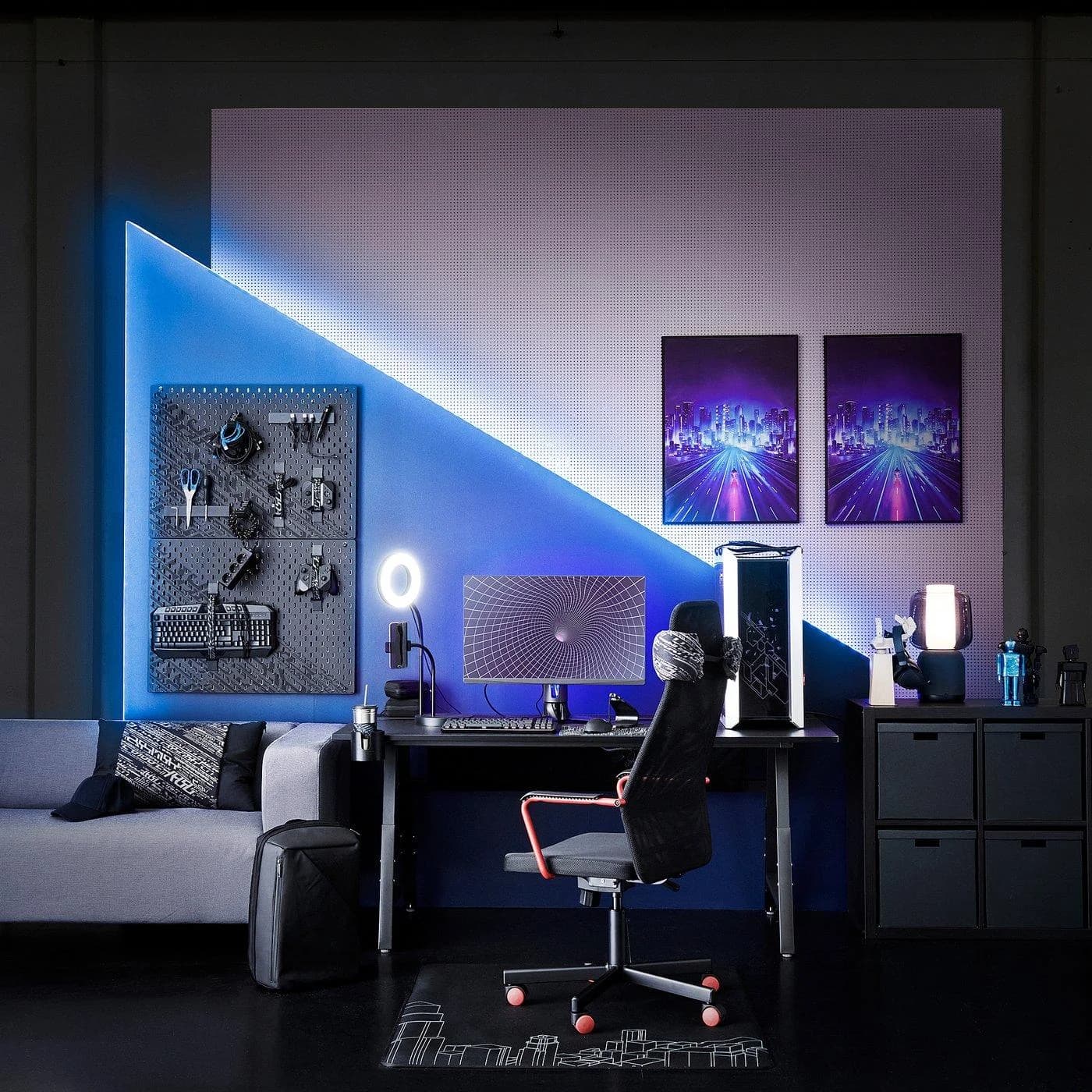 IKEA UTESPELARE Gamingschreibtisch Schwarz höhenverstellbar