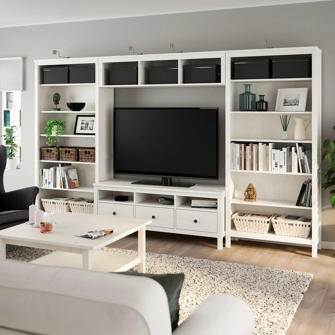 IKEA HEMNES TV-Möbel Kombination Weiß Gebeizt