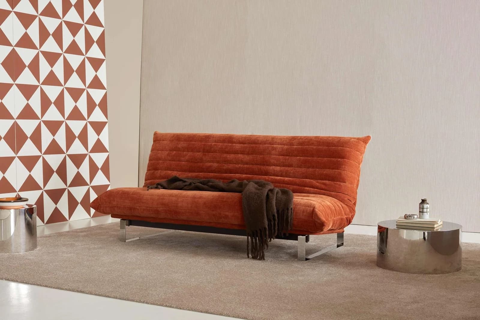 INNOVATION LIVING Minimum Quiltus L-Shaped Schlafsofa Orange