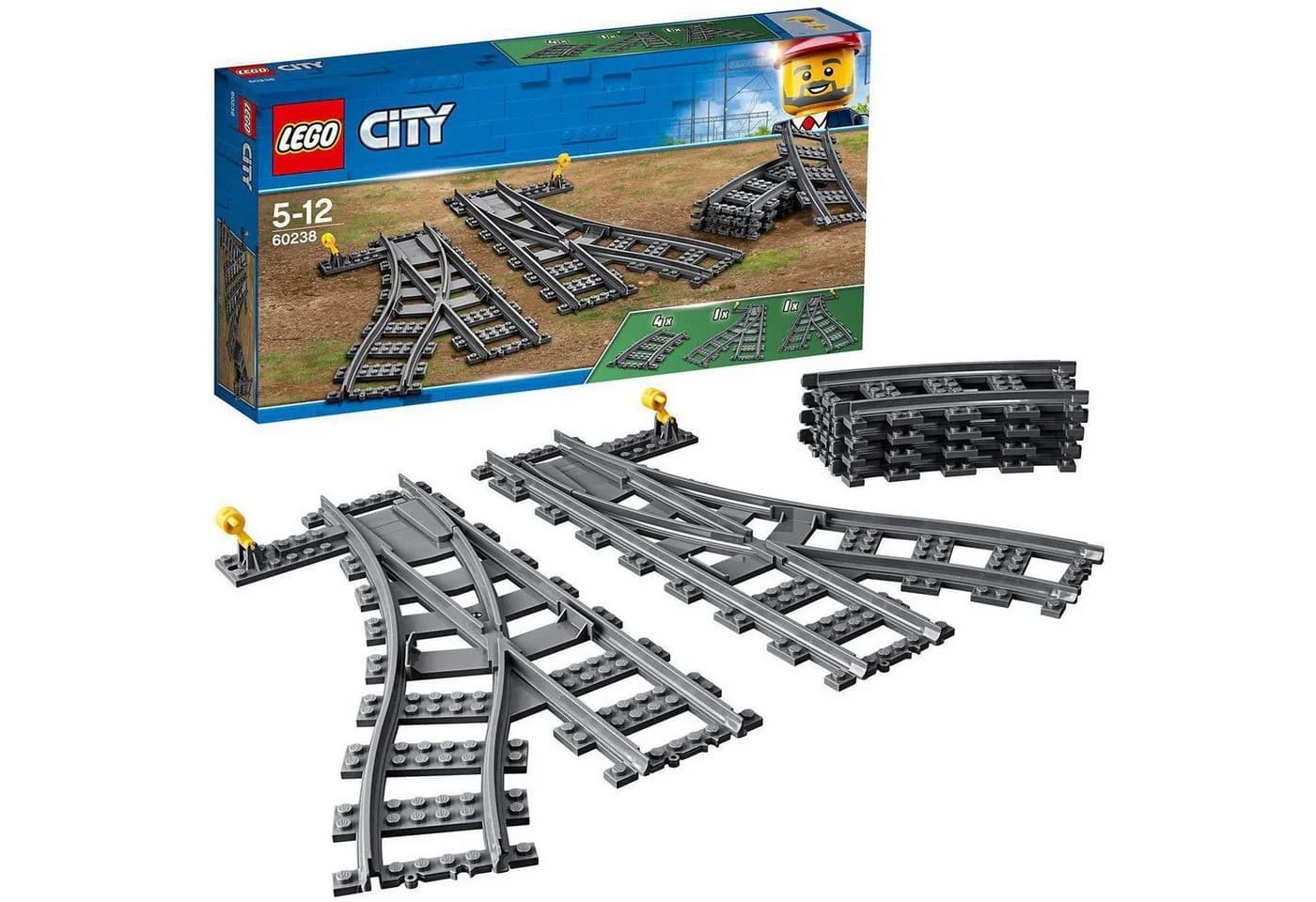 LEGO City Switch Tracks 60238 - Graue Schienen & Weichen für Eisenbahn - Bild 2