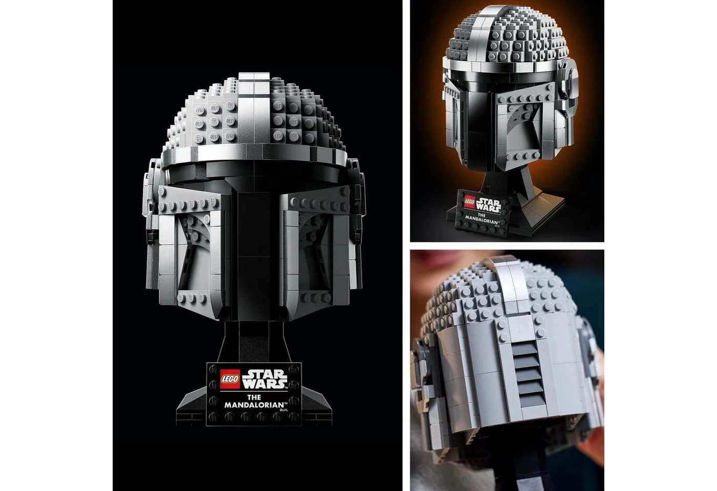 LEGO Mandalorianer Helm 75328 Star Wars Sammlerstück Schwarz Grau