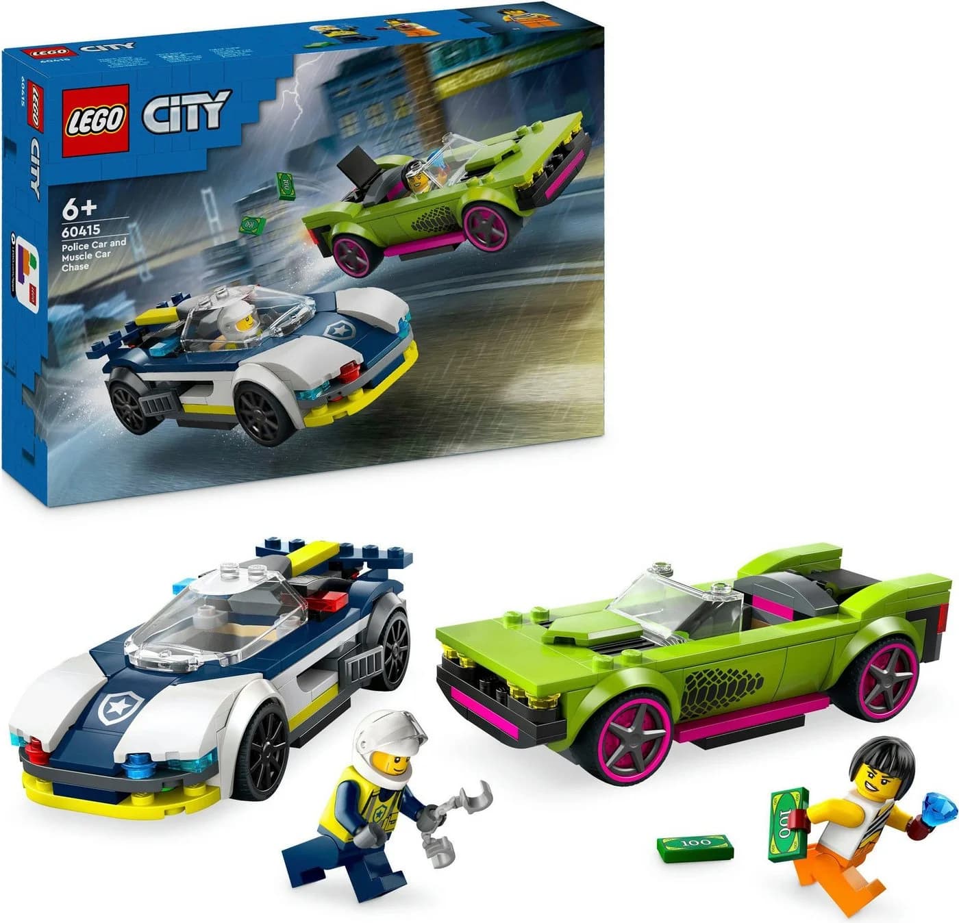 LEGO City Verfolgungsjagd mit Polizeiauto und Muscle Car 60415 Bunt - Bild 2