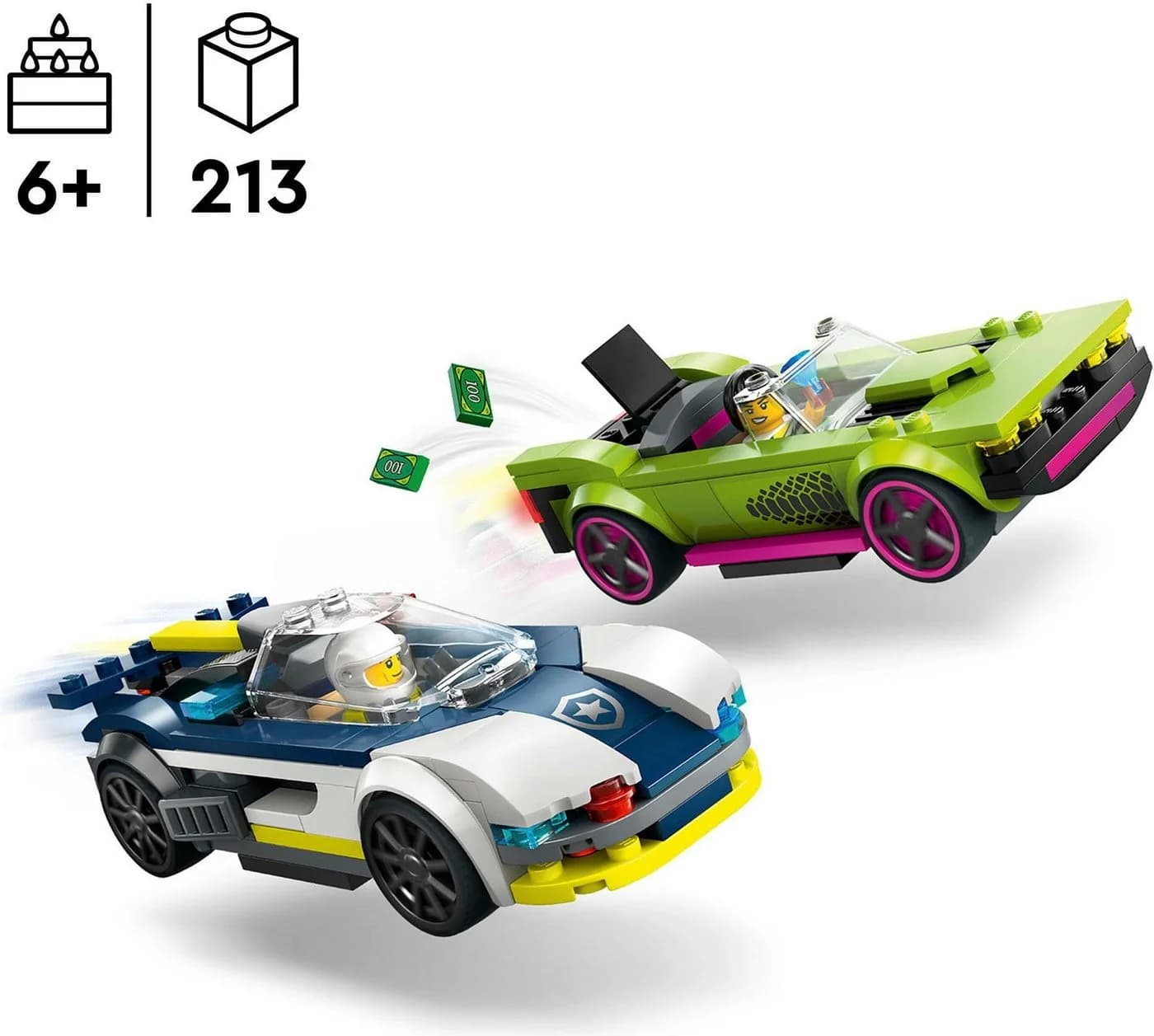 LEGO City Verfolgungsjagd mit Polizeiauto und Muscle Car 60415 Bunt - Bild 3