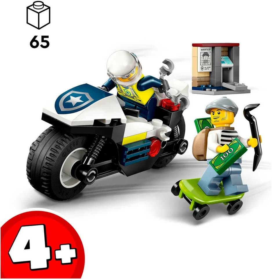 LEGO City Verfolgungsjagd mit dem Polizeimotorrad (60455) - 65 Teile Bunt - Bild 3