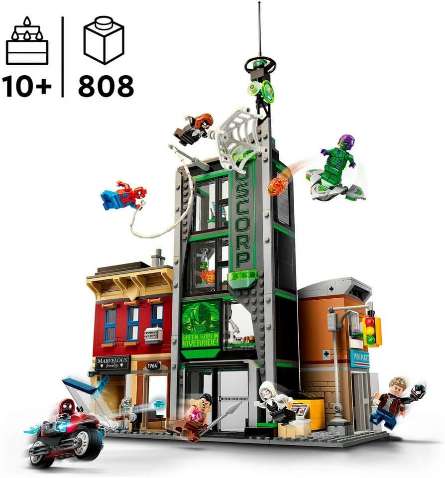 LEGO Spider-Man vs. Oscorp (76324) - 808 Teile, 8 Minifiguren, Urbanes Diorama - Bild 3