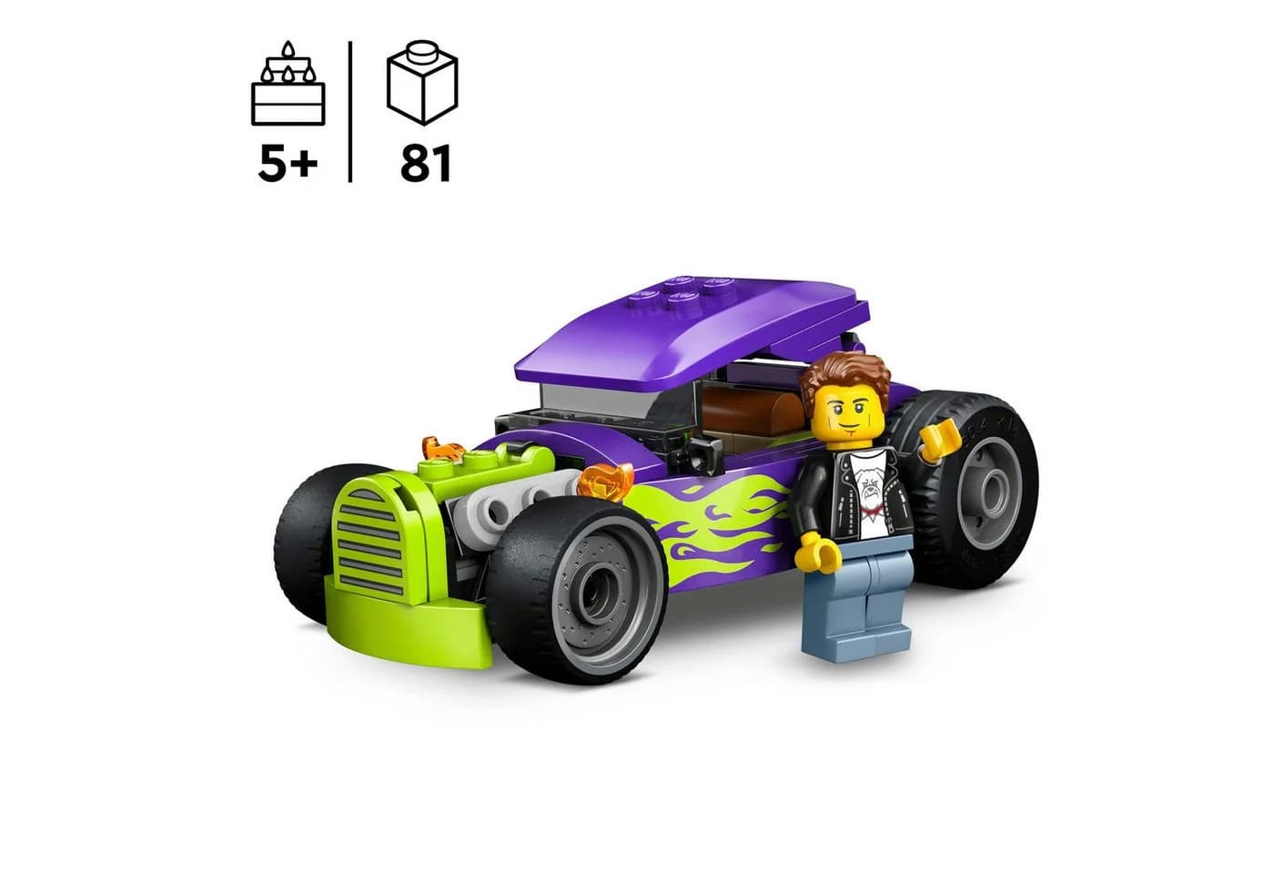 LEGO City Hot Rod 60485 Violett mit neongrünen Flammen - Bild 3