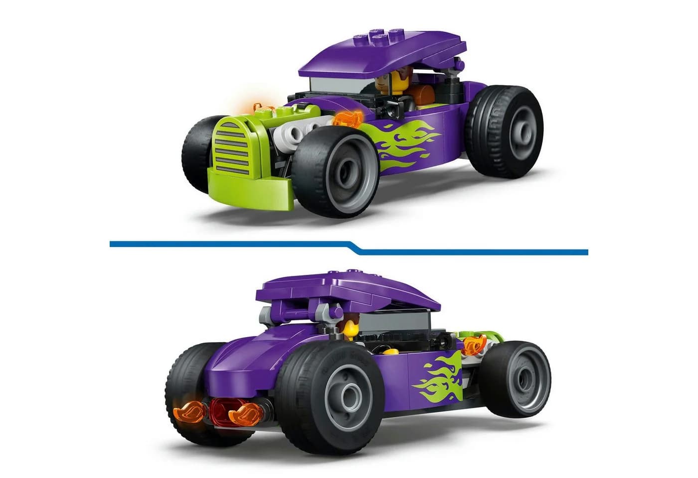LEGO City Hot Rod 60485 Violett mit neongrünen Flammen - Bild 4