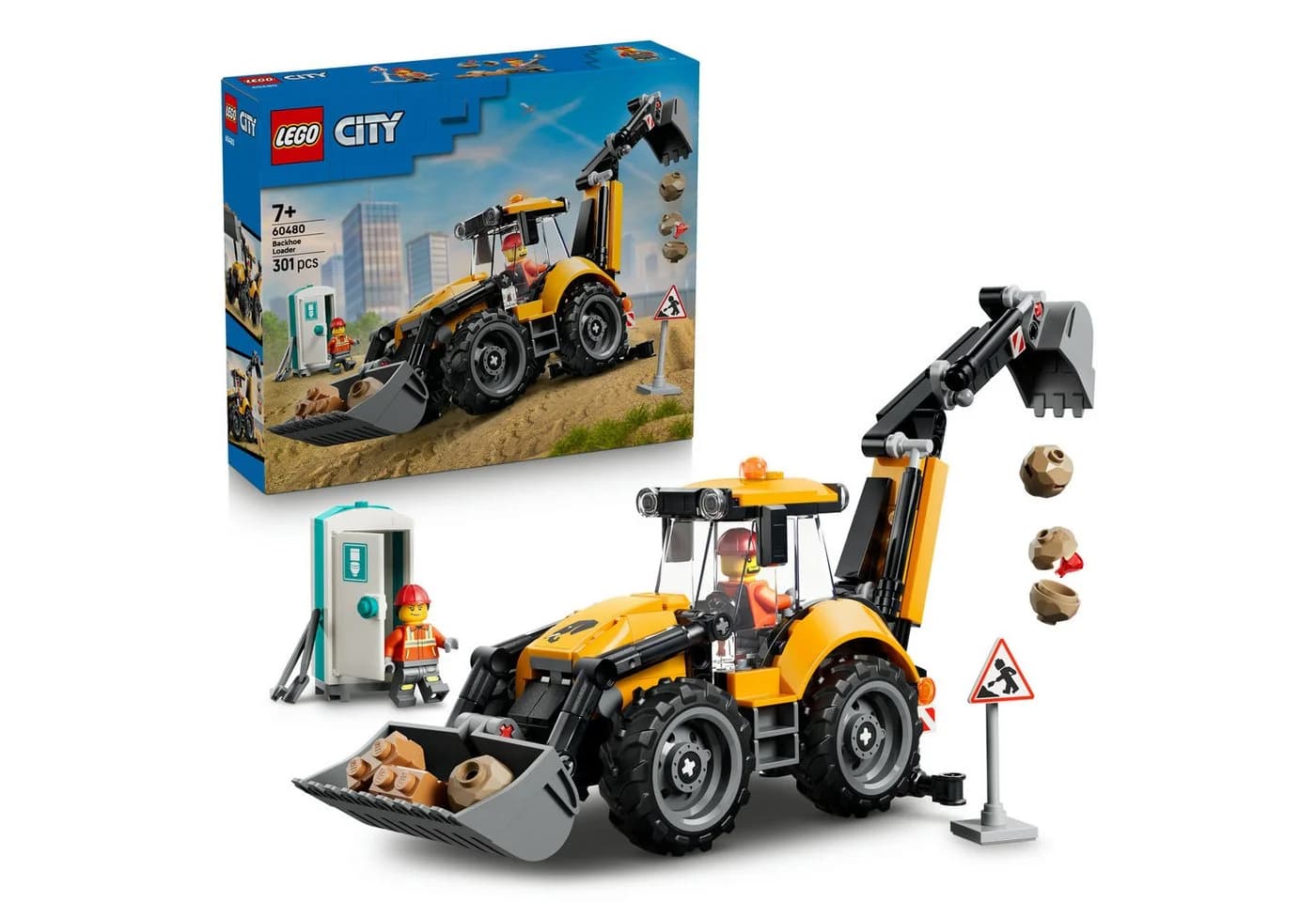 LEGO City Gelber Baggerlader 60480 mit 301 Teilen und Minifiguren - Bild 2